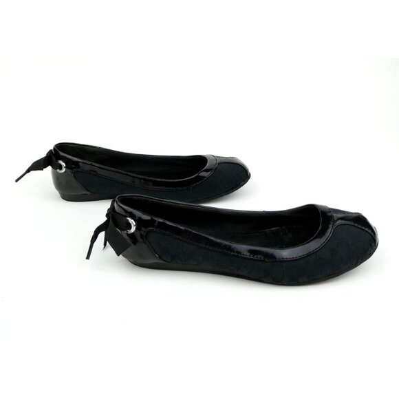 Coach Black Canvas & Patent Leather Ballet Flats Womens Size 6.5 - Picture 2 of 11